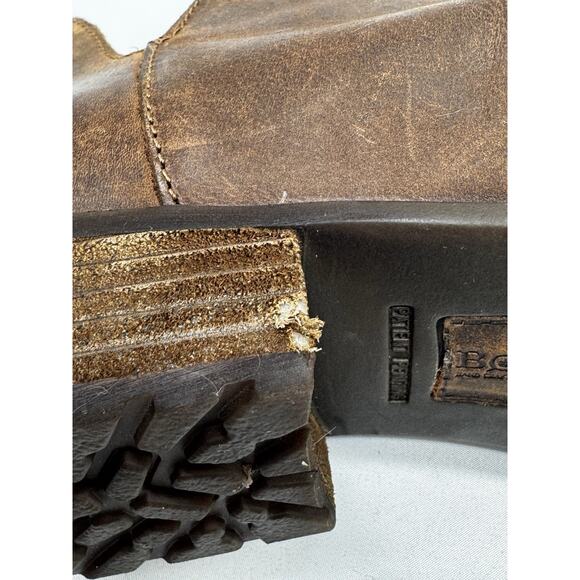 Born Kerri Brown Leather Ankle Boots Block Heel Zip Booties Womens Sz 11 - Picture 10 of 12